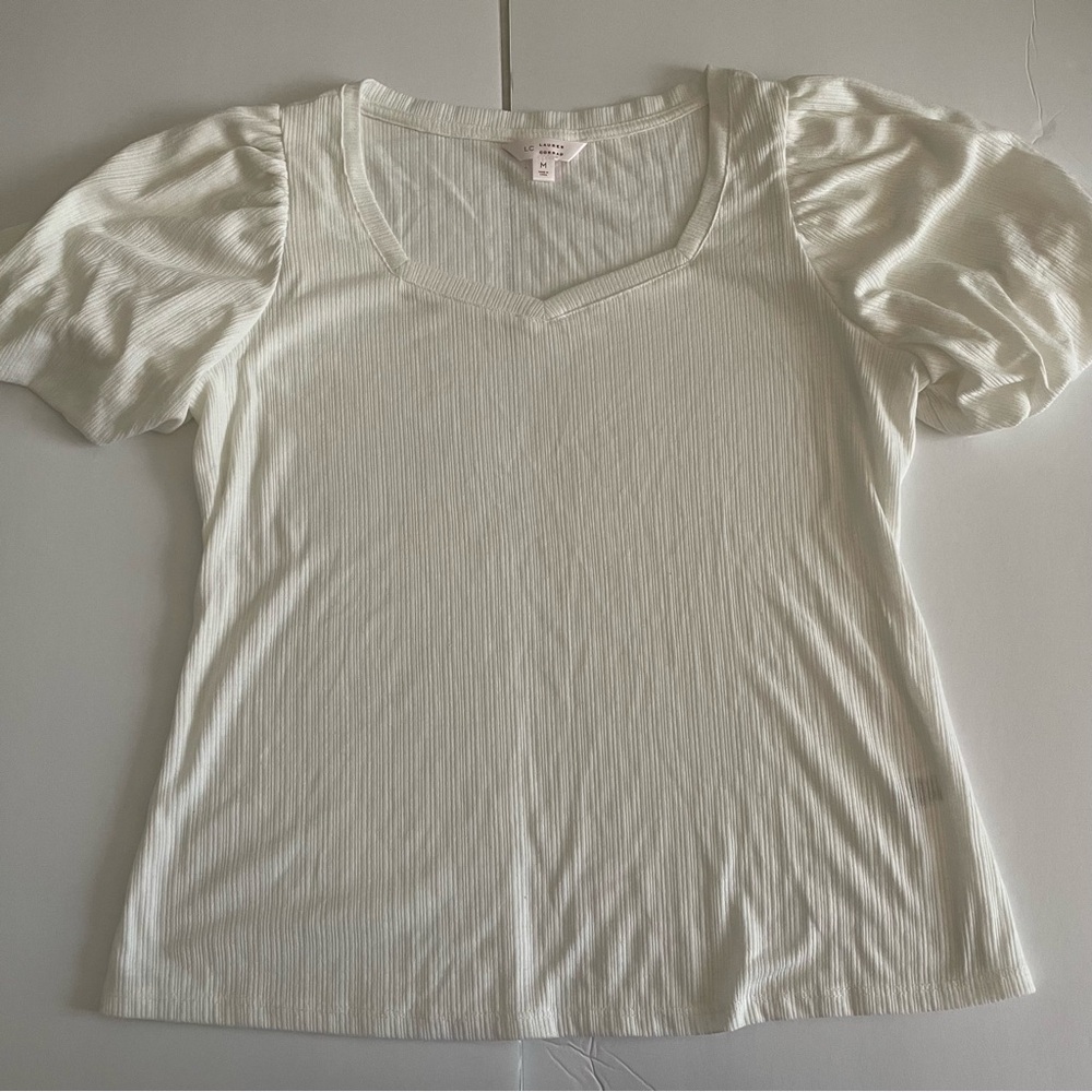 LC by Lauren Conrad Soft White Puff Sleeve Top Medium
